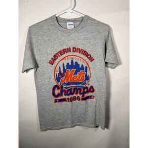 Vintage Starter New York Mets 1986 Eastern Division Champs T-Shirt Mens M Gray